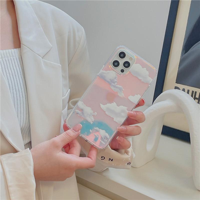 iPhoneケース オーロラ 雲 空 クリア スマホケース 韓国 雑貨