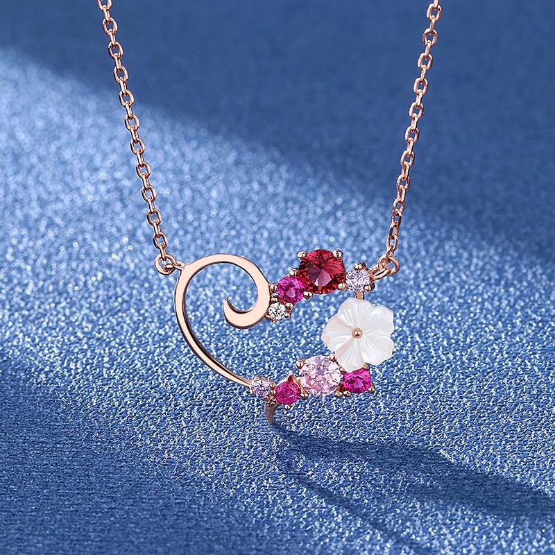 桜 ネックレス レディース ラブハート 「ロマンチックな桜」首飾り