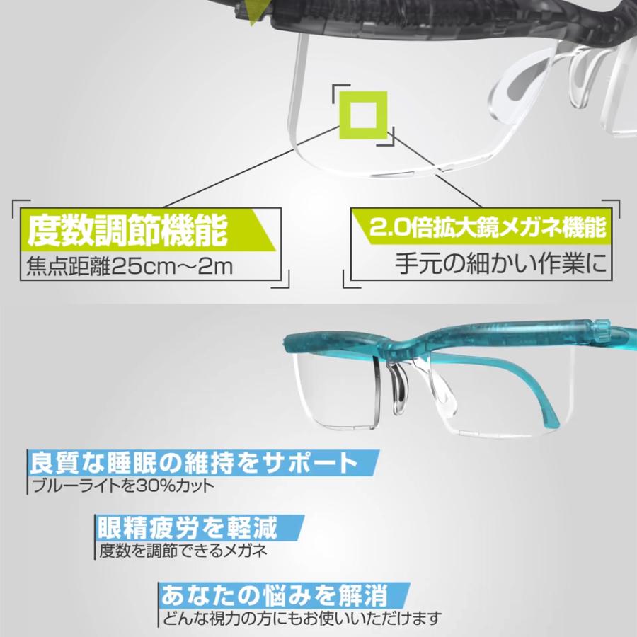 老眼鏡 ドゥーアクティブ 度数調節 度数調整 遠視 UV ブルーライト