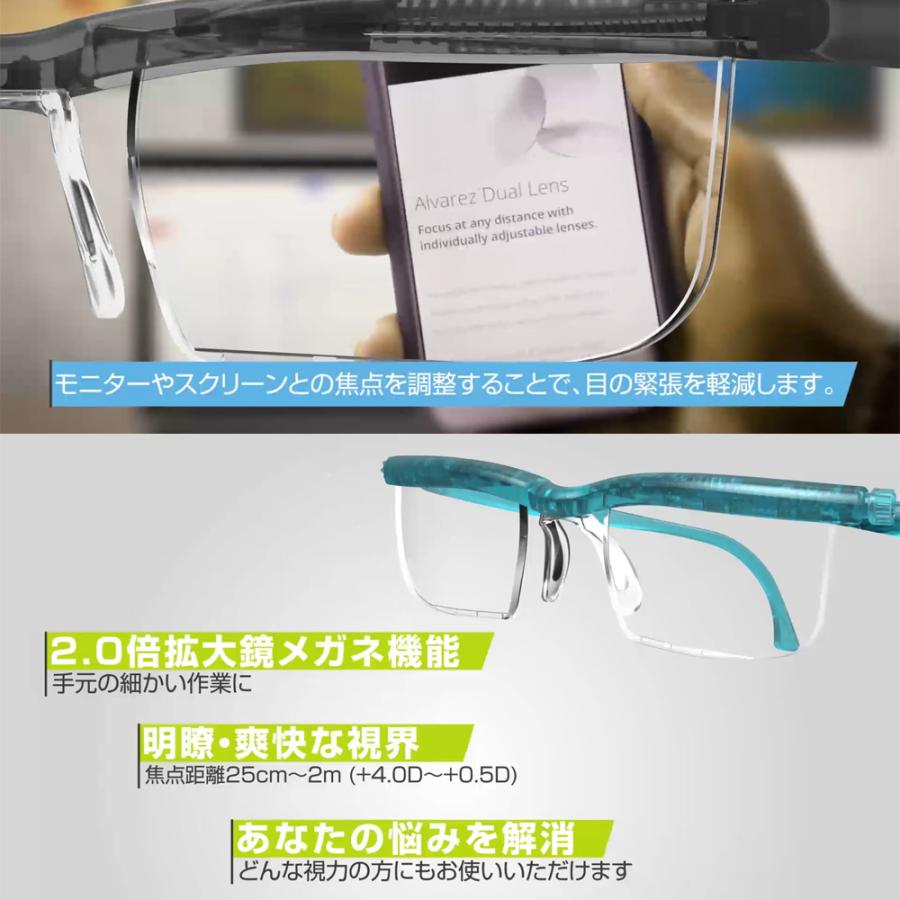 老眼鏡 ドゥーアクティブ 度数調節 度数調整 遠視 UV ブルーライト