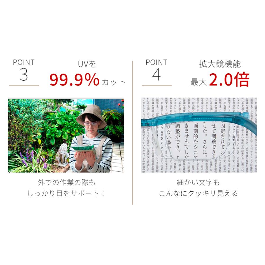 曇り止め眼鏡拭き付 老眼鏡 ドゥーアクティブ エメラルド 度数調節