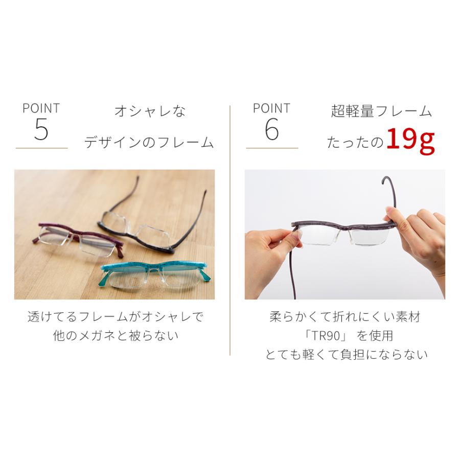 曇り止めクロス付 老眼鏡 ドゥーアクティブ バイオレット 度数調節