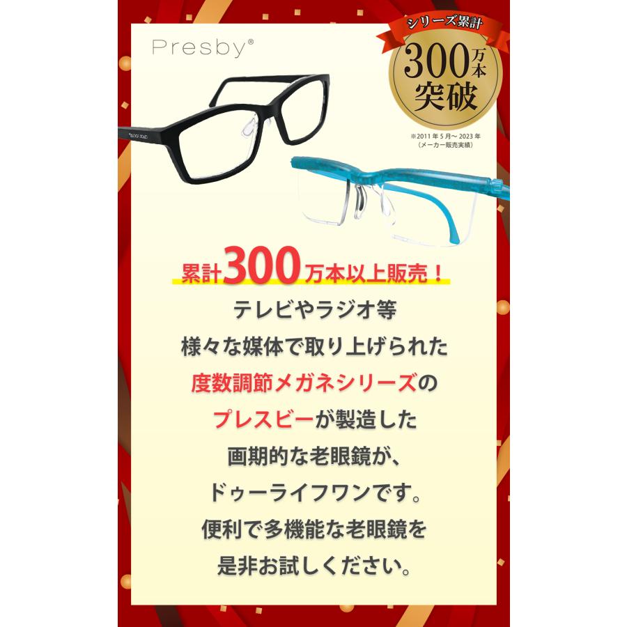 老眼鏡 ドゥーライフワンブルーライトカット 度数調整 遠近両用