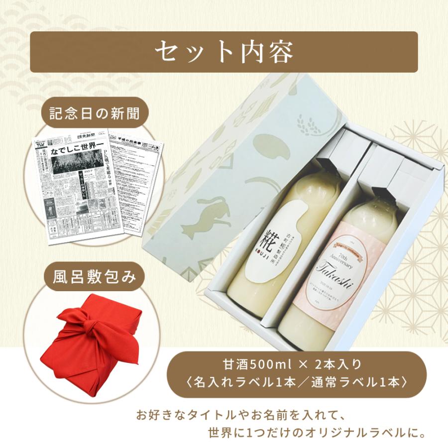 名入れ 甘酒 ギフト 記念日 新聞付きギフトセット 500ml×2本 還暦のお祝い 古希のお祝い 喜寿 米寿 百寿 誕生日 プレゼント 内祝い |  | 04