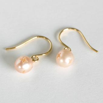 スター　パールピアス　Ｋ18　ゴールド　パール　ピアスの画像