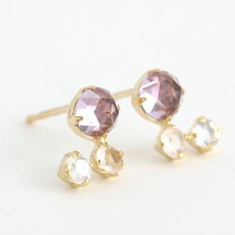 ローズクォーツ　ムーンストーン　アメジストピアス　K18　ゴールド　アメジスト　ピアス | ブランド登録なし | 01