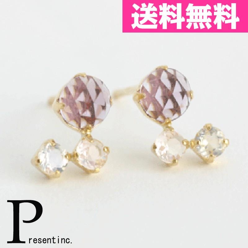 ローズクォーツ　ムーンストーン　アメジストピアス　K18　ゴールド　アメジスト　ピアス | ブランド登録なし | 02