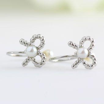 パールリボンクリップイヤリング | ブランド登録なし