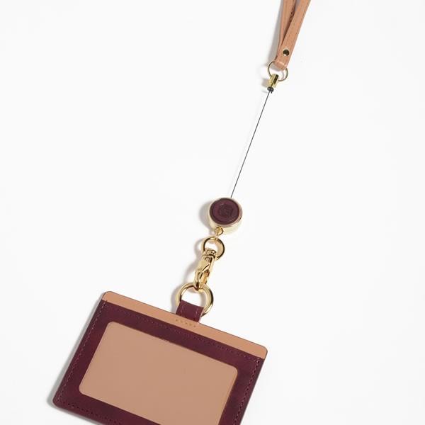 本革IDカードホルダー（古城：オールドワイン） (牛本革 レザー レディース メンズ 皮 カード入れ カードケース 男性 女性 社員証） 本革IDカードホルダー（古城：オールドワイン） (牛本革 レザー