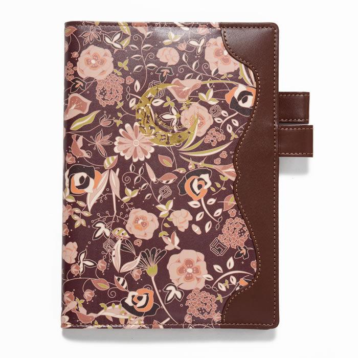 B6サイズ本革手帳カバー 花園ブラウン（エレガント）手帳ケース ノート