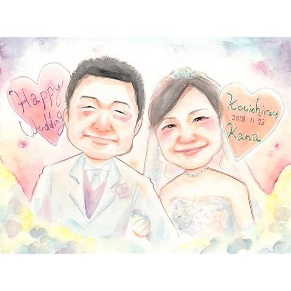 似顔絵特大パネル★ウェディング　ウェルカムボード　似顔絵　看板　二次会 CG似顔絵ウェルカムボード2nd winter snow|ウェルカムボードなら