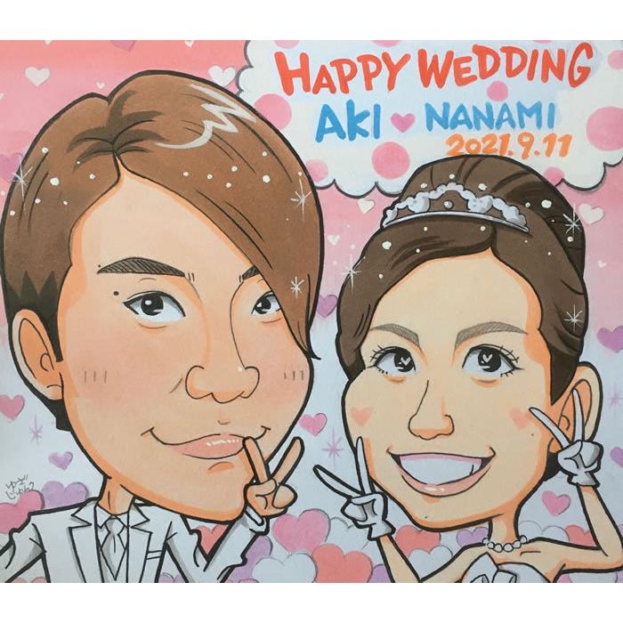 似顔絵 ウェルカムボード プレゼント 手作り 結婚式 ウェディング ブライダル 両親 額縁 ウェディングボード 和風 贈り物 玄関 文字 「喜びアニメキャラ」｜presentnet｜05