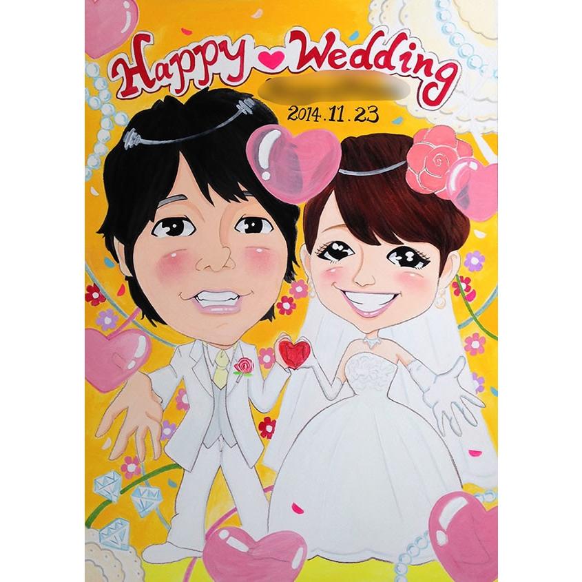 ウェルカムボード 似顔絵 結婚式 プレゼント ブライダル サンクスボード 両親 額縁 手作り ウェディング 写真 贈り物 玄関 元気 を届ける かわいい似顔絵 119 誕生日プレゼント ネット 通販 Yahoo ショッピング
