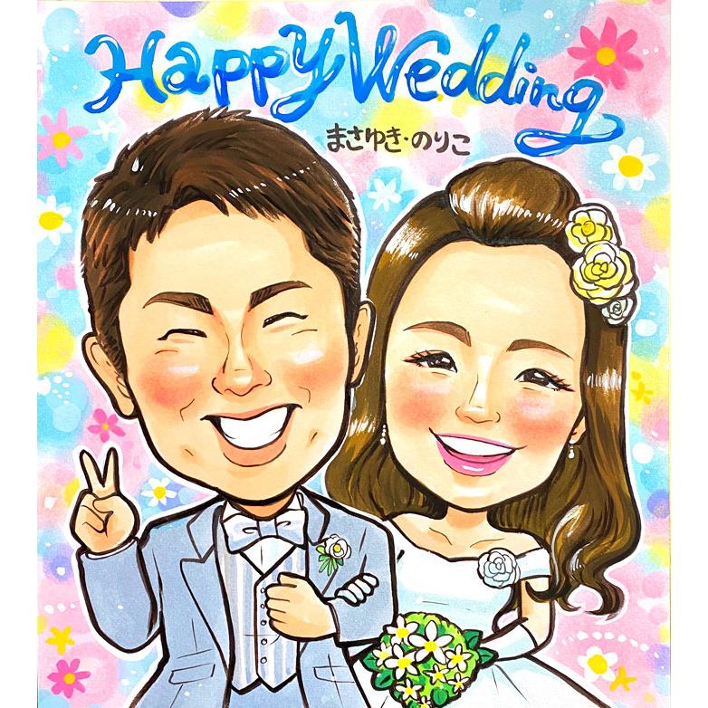 ウェルカムボード 似顔絵 玄関 結婚式 写真 手作り ウェディング