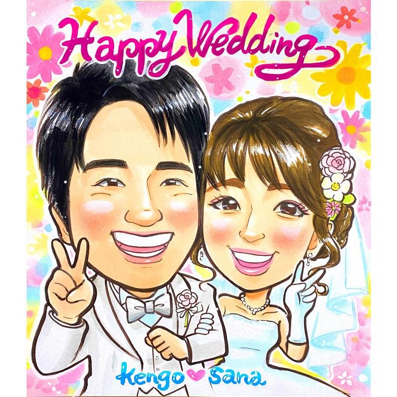 ウェルカムボード 似顔絵 玄関 結婚式 写真 手作り ウェディング