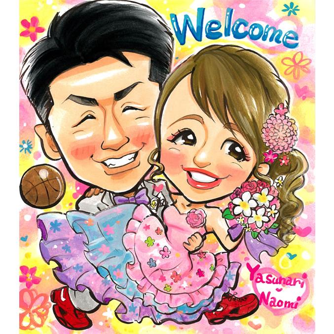 ウェルカムボード 似顔絵 玄関 結婚式 写真 手作り ウェディング ブライダル サンクスボード 両親 記念品 プレゼント 名入れ 披露宴 和 スマイル満開似顔絵 143 誕生日プレゼント ネット 通販 Yahoo ショッピング