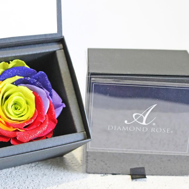 プリザーブドフラワー 花束 プロポーズ 指輪 誕生日 レインボーローズ