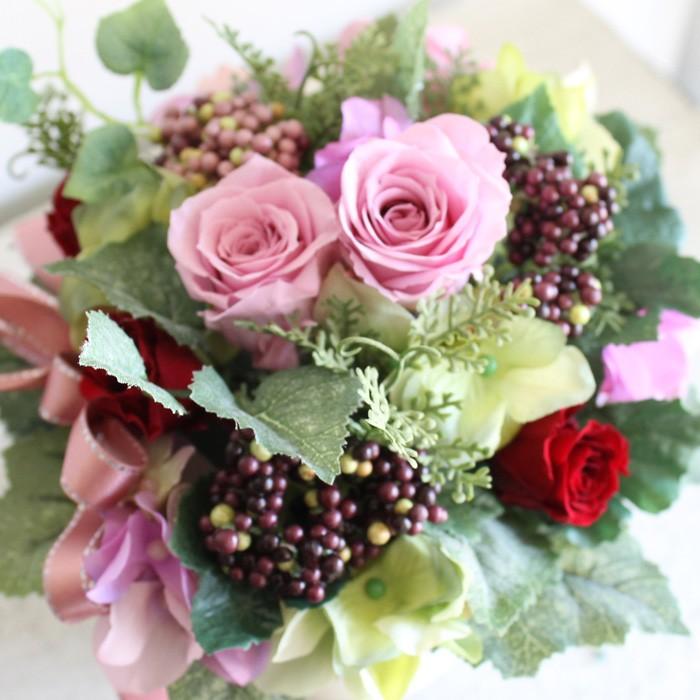 プリザーブドフラワー 誕生日プレゼント 女性 花 ラウンドアレンジ