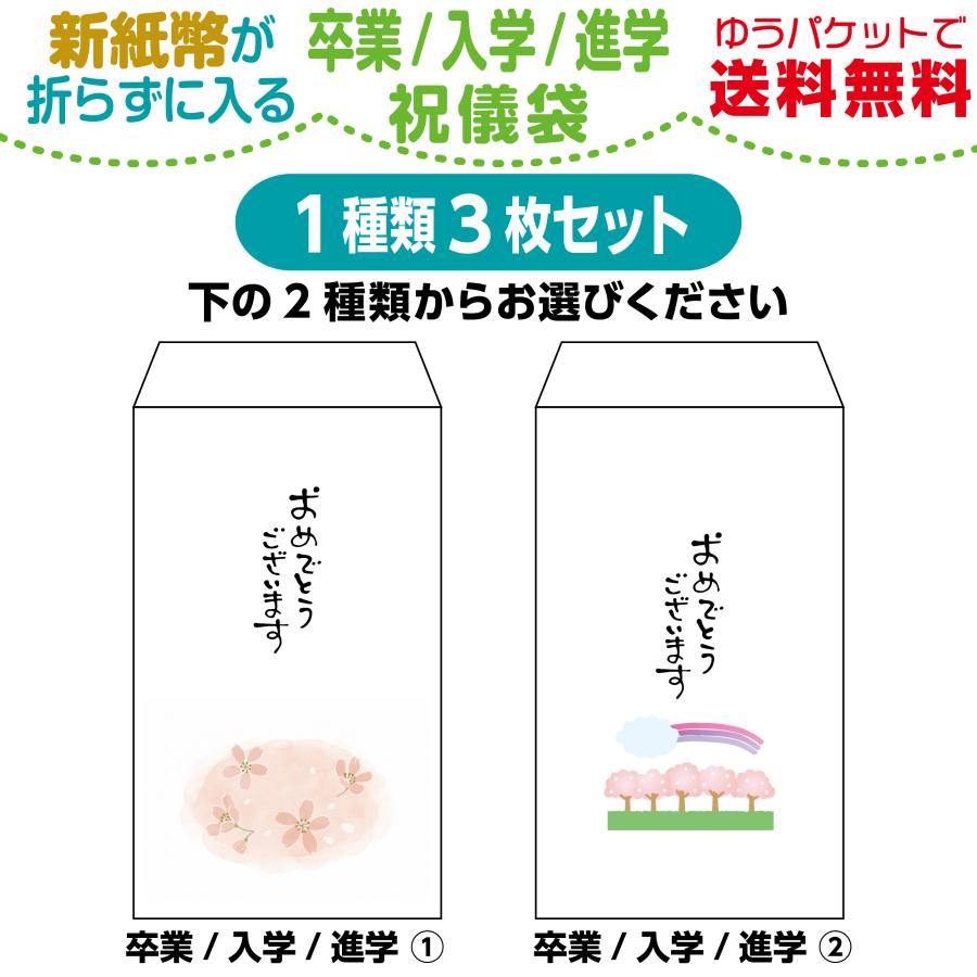 卒業・入学・進学用 新紙幣が折らずに入る ちょっと大きめ祝儀袋  1種類3枚セット |  | 01