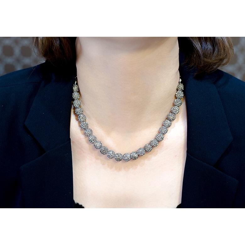 ネックレス ラインストーン パヴェボール ガラスストーン ブラック