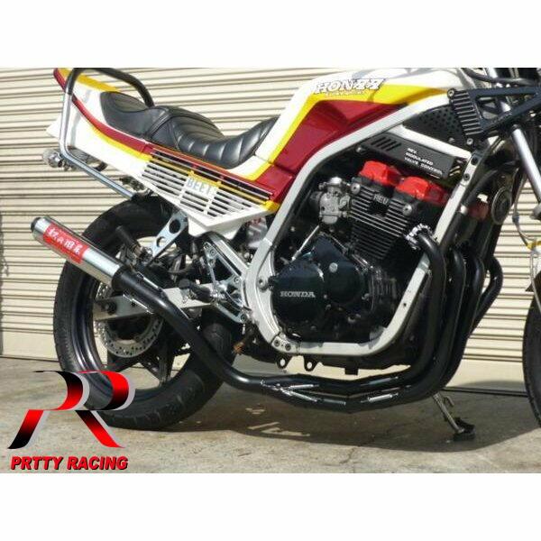 CBR400F Pretty Racing 4-2-1マフラー プリティ― HONDA CBR400F 紀の国屋 45π 分割式 4-2-1管 黒 マフラー