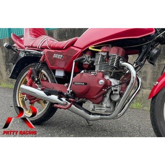 プリティ― HONDA ホーク3 【角管】メッキ マフラー : PRETTYRACING 