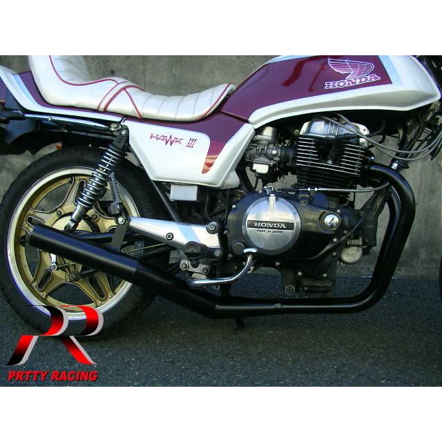 CB250N ホーク3 バブ ショート管 マフラー プリティー HONDA CB250N CB400N ホーク3 ショート管 70π マフラー 黒