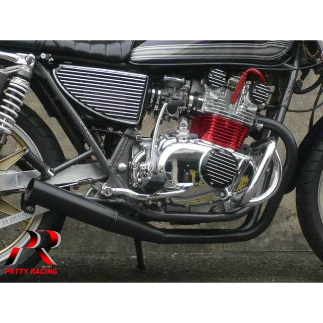 GS400マフラー PRETTY RACING プリティー SUZUKI GS400 ショート管 70π 黒 マフラー
