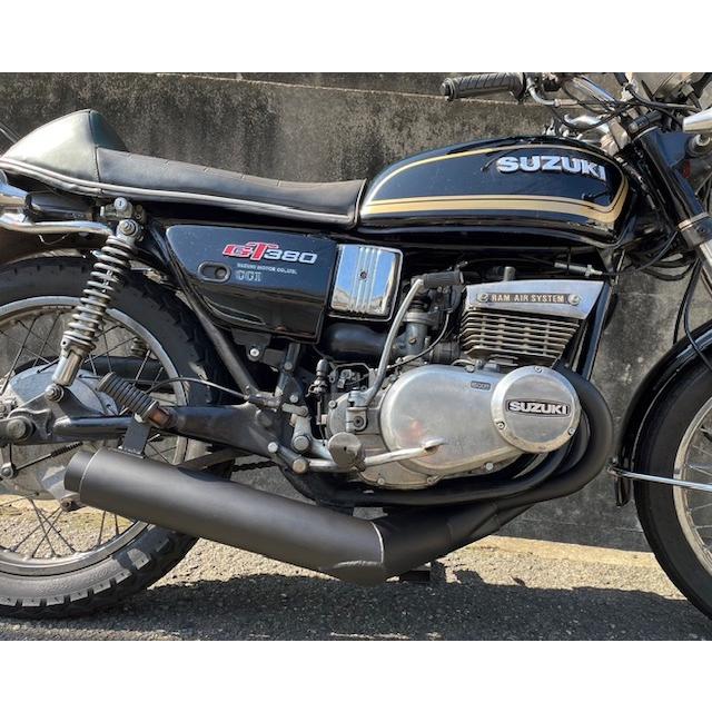 プリティー SUZUKI GT380 太鼓管 マフラー ブラック : PRETTYRACING