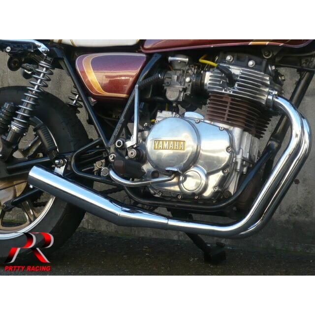 ヤマハ GX250 ショート菅 マフラー プリティレーシング XS250 プリティー YAMAHA GX250 ショート管 70π マフラー メッキ