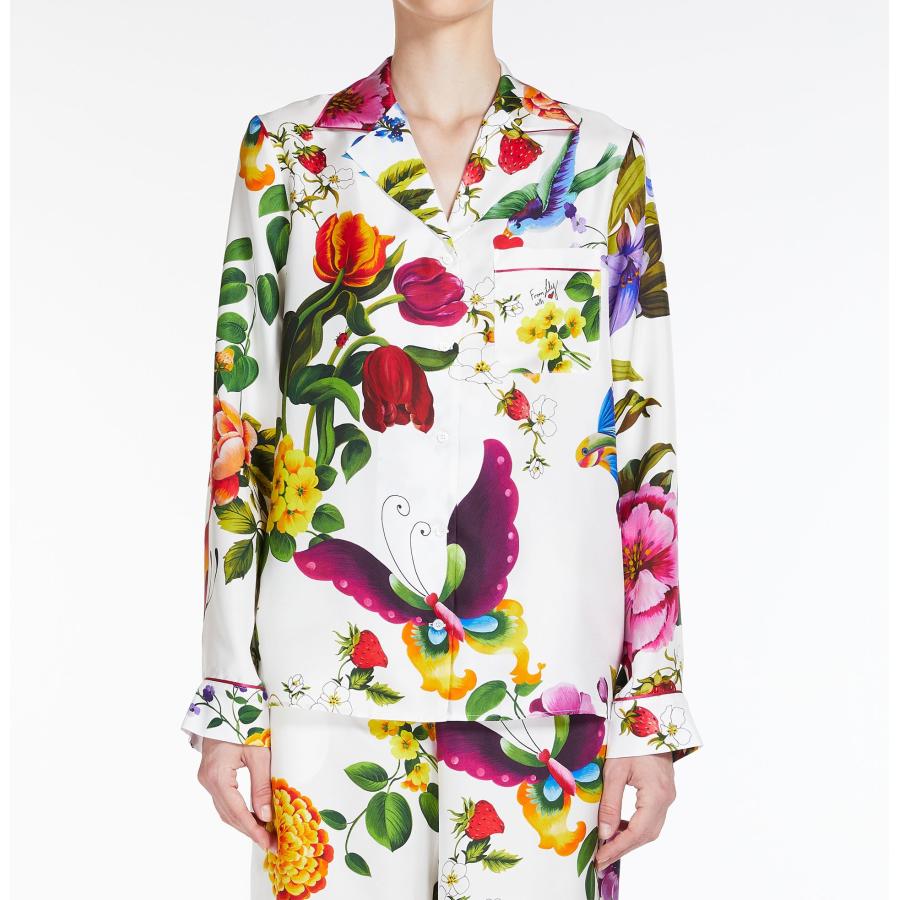 【限定50%OFF】 MAX MARA　WEEKEND レディース ピュア シルク フラワープリント シャツ 長袖  `ホワイト`CALDAIA-SHIRT | MAXMARA WEEKEND LINE | 02