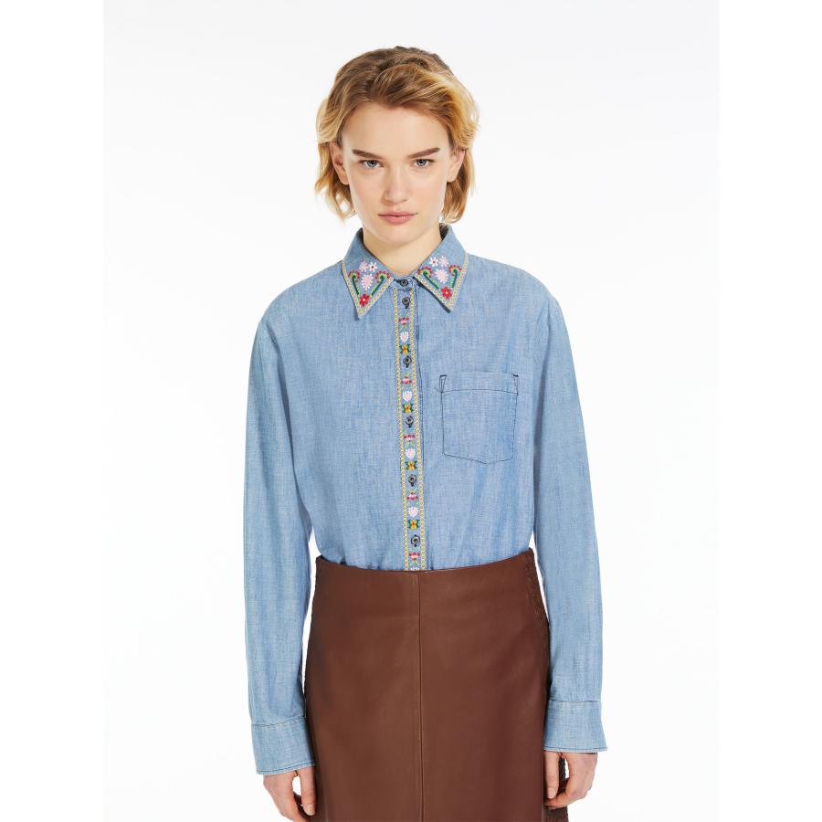 【セール40%OFF】MAX MARA WEEKEND レディース 刺繍 ピュアコットンシャンブレーデニムシャツ 長袖`ブルー‘ UDINE-SHIRT | MAXMARA WEEKEND LINE | 03