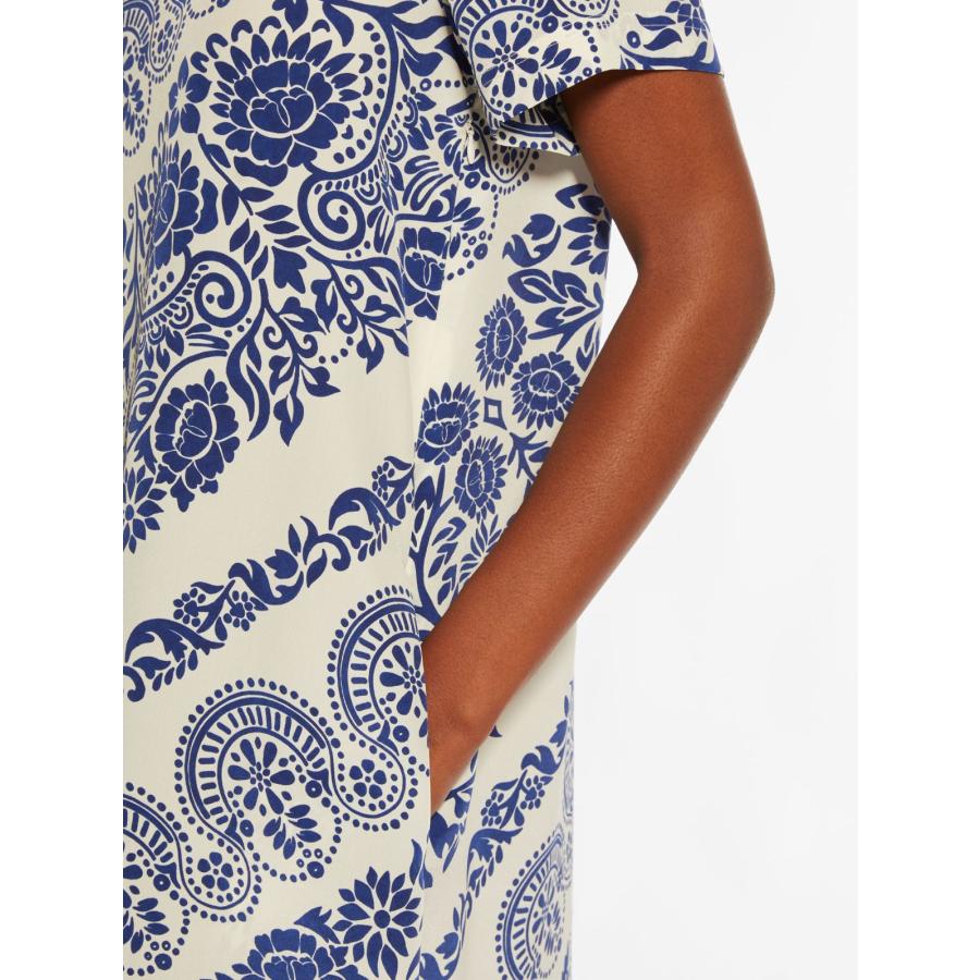 【セール40%OFF!】 MAX MARA　WEEKEND レディース シルク クレープデシン プリント 丸首ドレス  ロング丈ドレス  `マルチカラー`‘ブルー‘ ORCHIS-DRESSの画像
