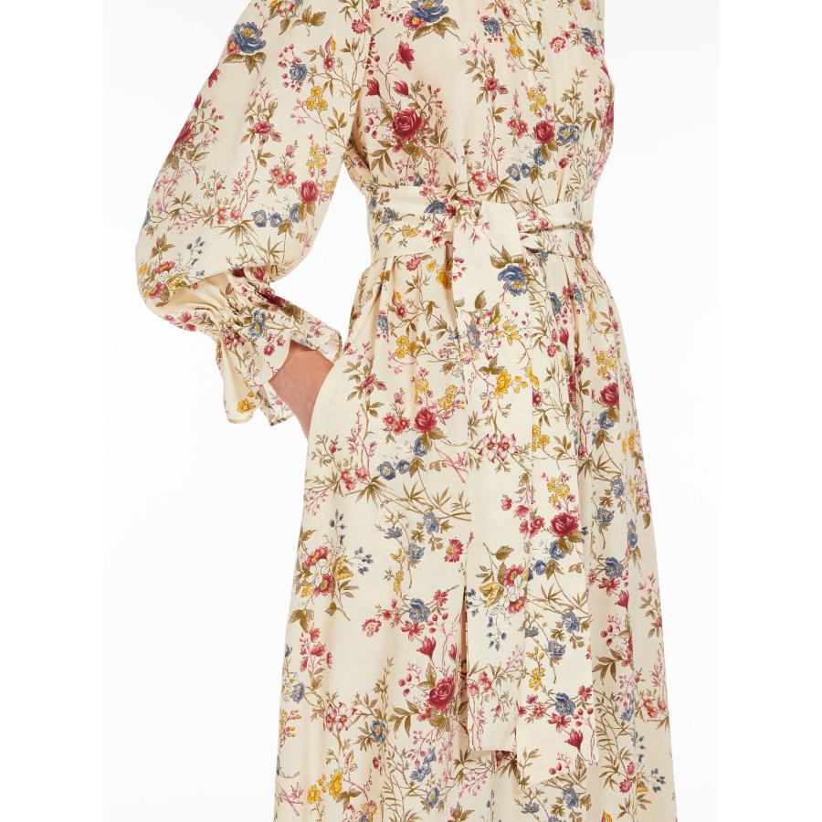 【セール40%OFF!】 MAX MARA　WEEKEND レディース シルク クレープデシン フラワープリント シャツドレス 長袖 ロング丈ドレス  `アイボリー`CIAD-DRESSの画像