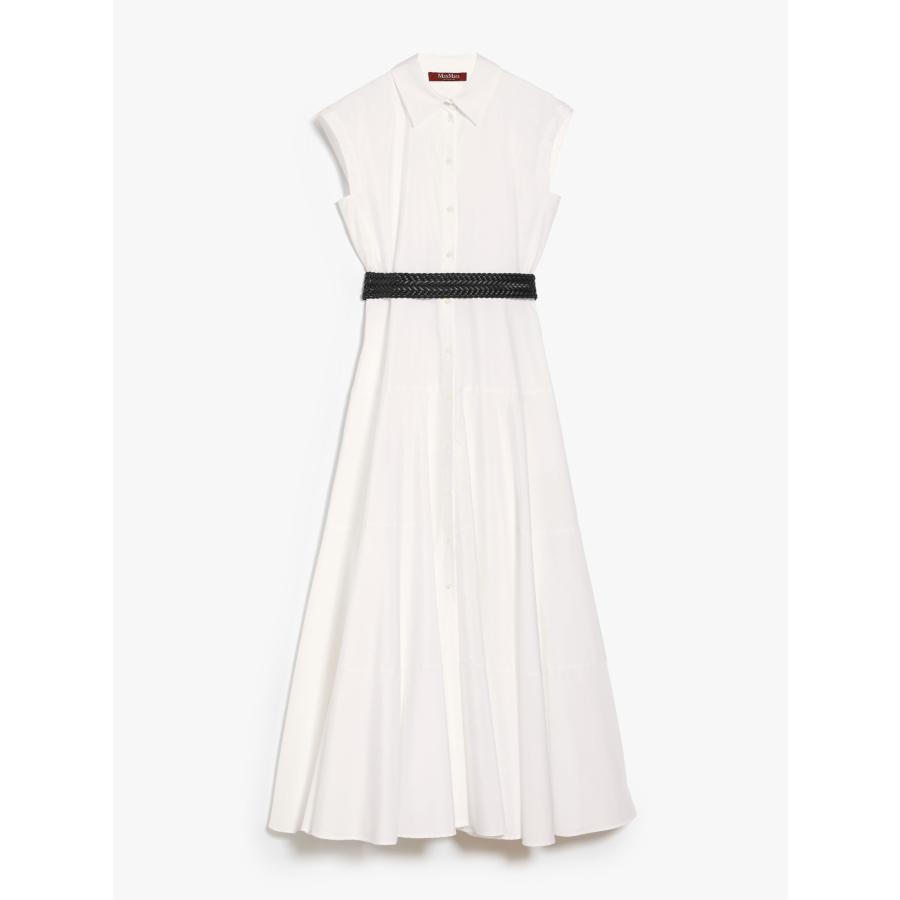 【セール40%OFF】MAX MARA  STUDIO 　レディース ピュアコットン ポプリン シャツドレス  ロング丈 ‘タバコブラウン`‘ホワイト‘    AMPEX-DRESSの画像