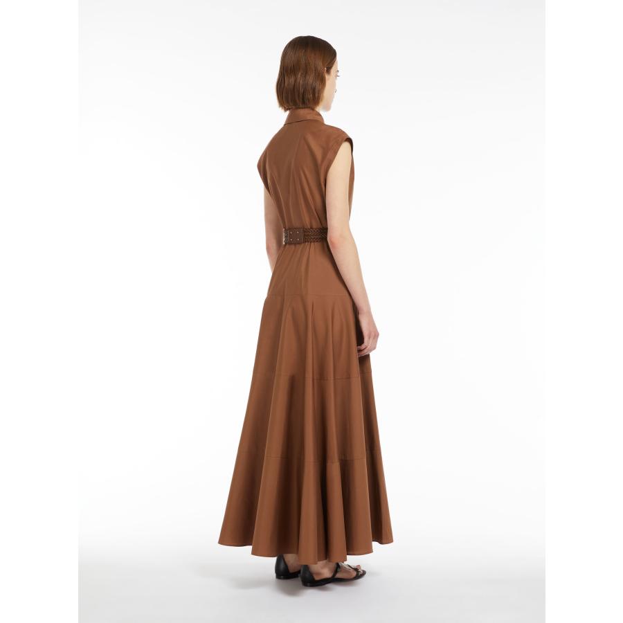 【セール40%OFF】MAX MARA  STUDIO 　レディース ピュアコットン ポプリン シャツドレス  ロング丈 ‘タバコブラウン`‘ホワイト‘    AMPEX-DRESSの画像