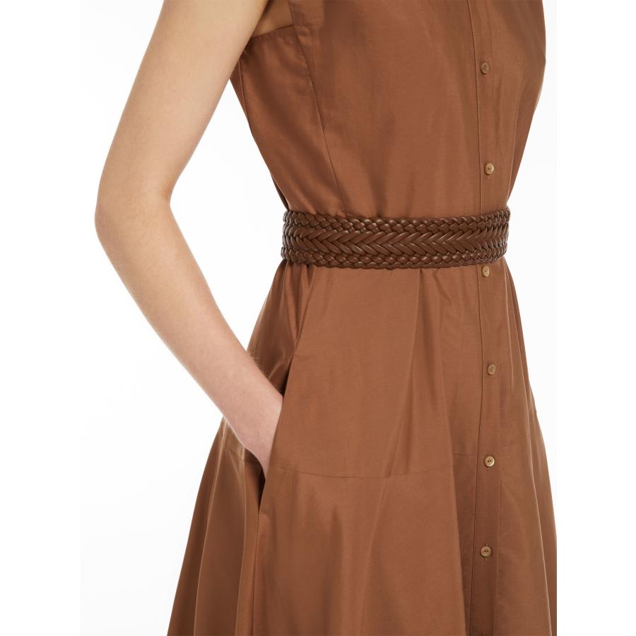 【セール40%OFF】MAX MARA  STUDIO 　レディース ピュアコットン ポプリン シャツドレス  ロング丈 ‘タバコブラウン`‘ホワイト‘    AMPEX-DRESSの画像