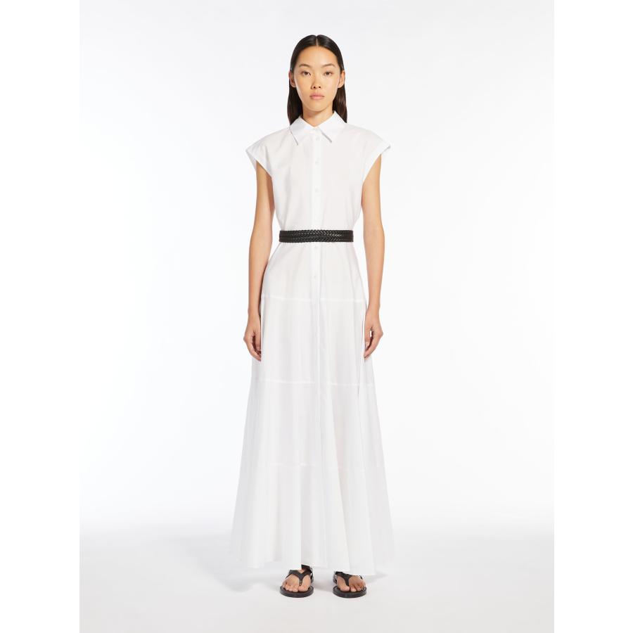 【セール40%OFF】MAX MARA  STUDIO 　レディース ピュアコットン ポプリン シャツドレス  ロング丈 ‘タバコブラウン`‘ホワイト‘    AMPEX-DRESSの画像