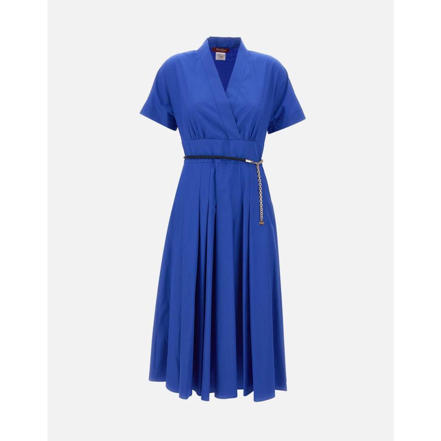 【セール40%OFF】MAX MARA  STUDIO 　レディース ピュアコットン ポプリン クロスオーバードレス  ロング丈 ‘ブルー`‘ピンク‘    ALATRI - DRESSの画像