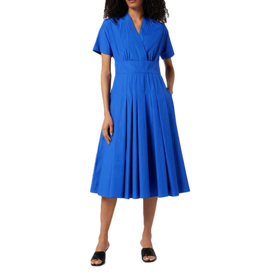 【セール40%OFF】MAX MARA  STUDIO 　レディース ピュアコットン ポプリン クロスオーバードレス  ロング丈 ‘ブルー`‘ピンク‘    ALATRI - DRESSの画像