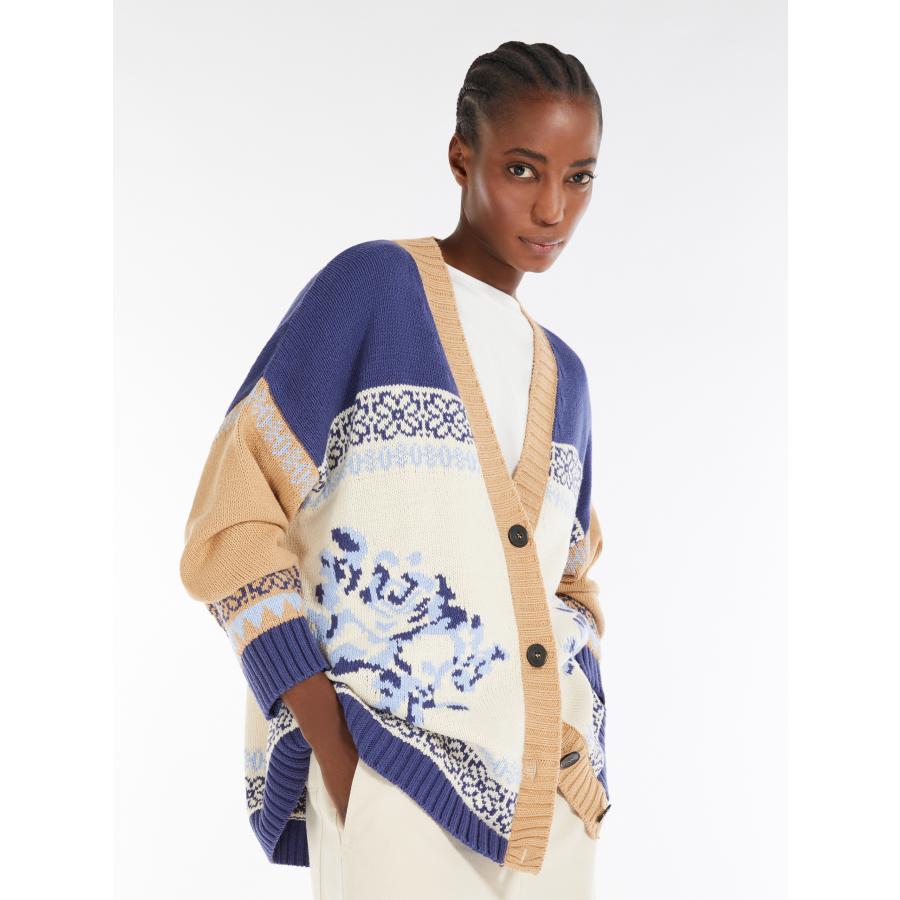 【セール40%OFF】MAX MARA  WEEKEND  レディースコットン 長袖カーディガン Vネック  `ネイビー` HENRY-CARDIGANの画像
