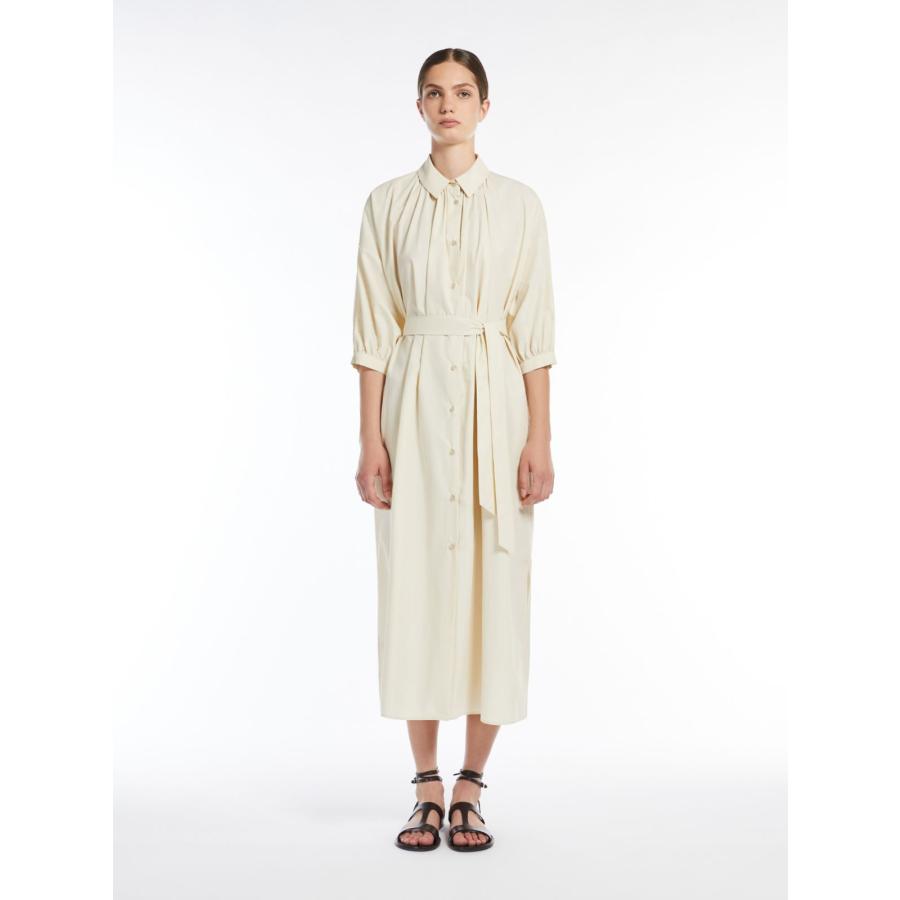【セール40%OFF】 MAX MARA　WEEKEND レディース ピュアコットン ポプリン シャツドレス 七分袖  `アイボリー` CATONE-DRESSの画像