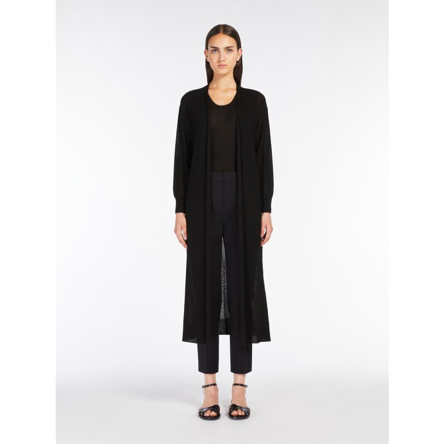 【セール40%OFF】 MAX MARA  STUDIO レディース  ビスコース クレープ ロング カーディガン `ブラック`ERIS-CARDIGAN