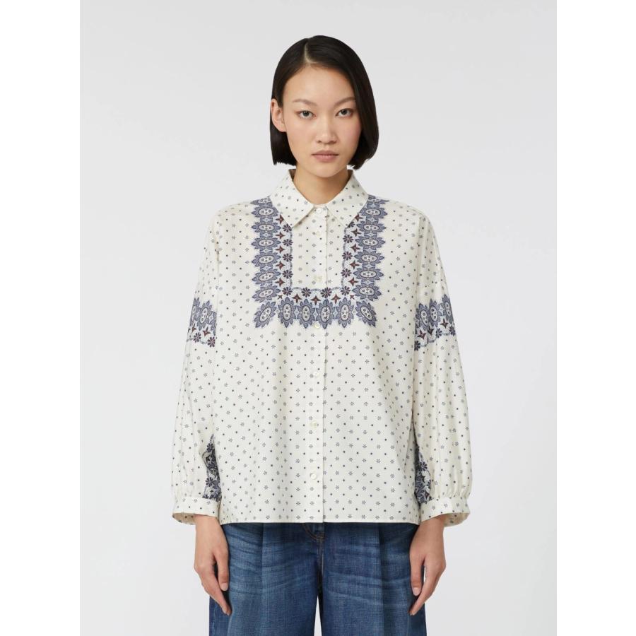 【並行輸入品】【セール30%OFF】MAX MARA WEEKEND レディース  ピュアコットンポプリン プリントシャツ 長袖`ブルー‘ `ピンク‘ ADDA-SHIRT | MAXMARA WEEKEND LINE | 01