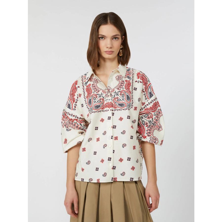 【並行輸入品】【セール30%OFF】MAX MARA WEEKEND レディース  ピュアコットンポプリン プリントシャツ 長袖`ブルー‘ `ピンク‘ ADDA-SHIRT | MAXMARA WEEKEND LINE | 13