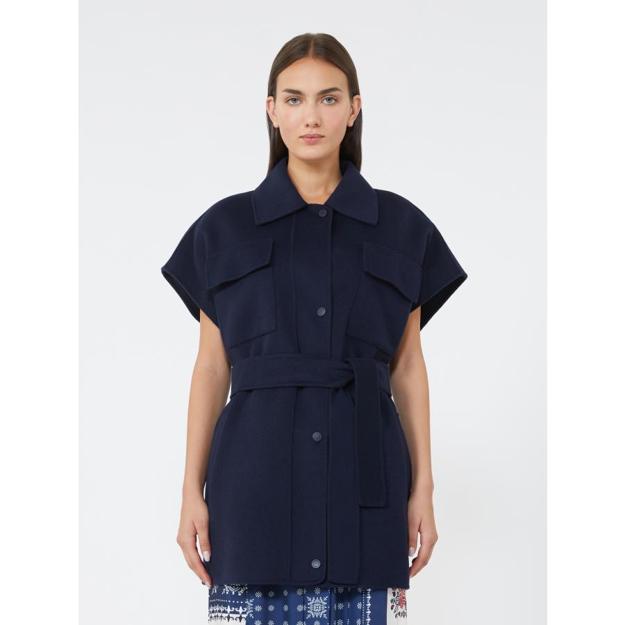 【並行輸入品】【限定40%OFF 】MAX MARA  WEEKEND   レディース ウール ブレンド ダブルフェイス ノースリーブジャケット`ネイビー`ELEGIA-COATの画像