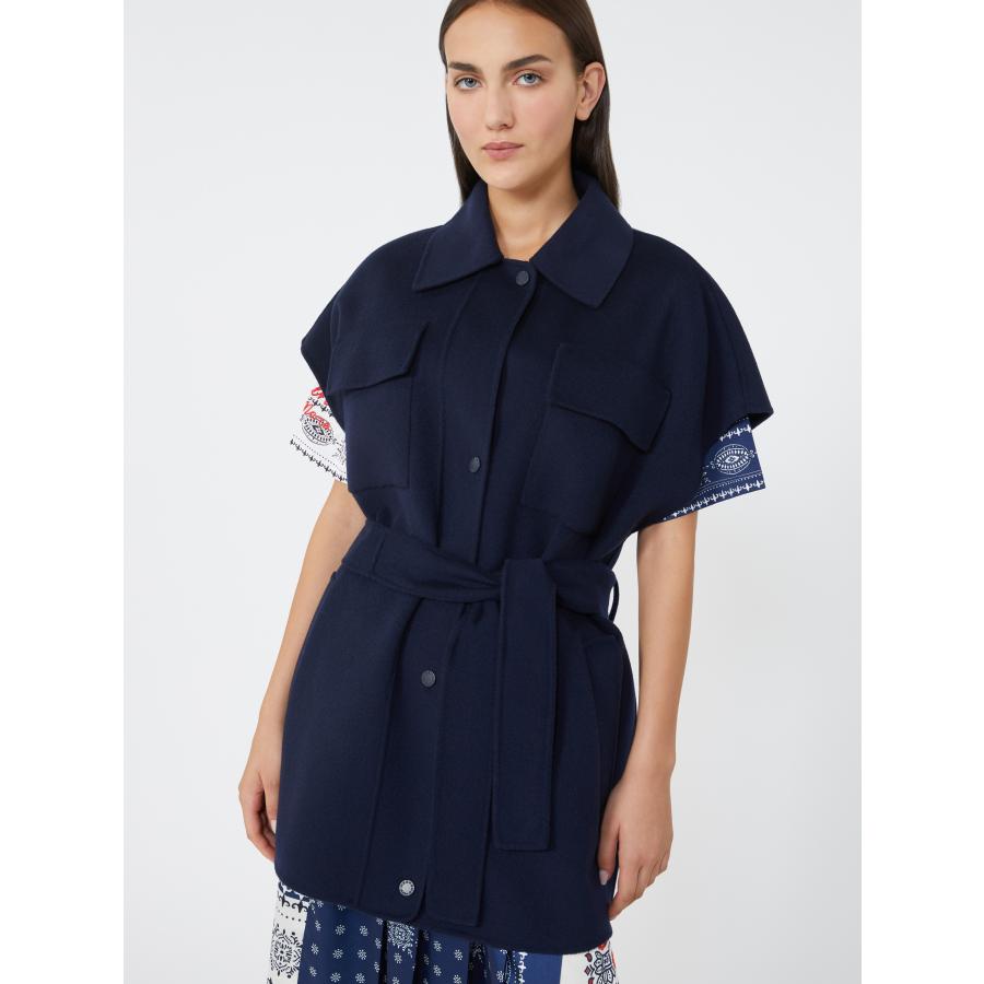 【並行輸入品】【限定40%OFF 】MAX MARA  WEEKEND   レディース ウール ブレンド ダブルフェイス ノースリーブジャケット`ネイビー`ELEGIA-COATの画像