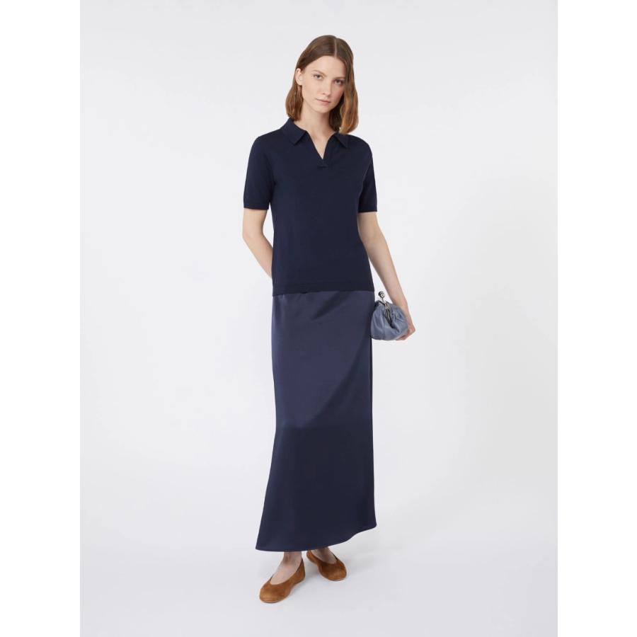 【並行輸入品】【セール35%OFF】MAX MARA  WEEKEND  レディース シルク コットン ポロ ニット 半袖  `ネイビー ` RONCOLO-POLOの画像