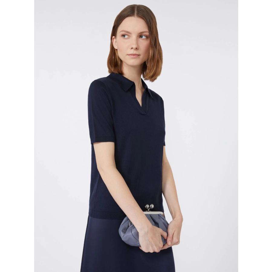 【並行輸入品】【セール35%OFF】MAX MARA  WEEKEND  レディース シルク コットン ポロ ニット 半袖  `ネイビー ` RONCOLO-POLOの画像