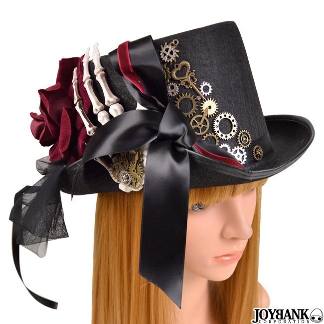 シルクハット 帽子 ハット スチームパンク 薔薇 ローズ スカル 骸骨 手 歯車 ブリキ ゴスロリ ゴシック コスプレ ハロウィン 黒 Ca400 ワールドインポートjj 通販 Yahoo ショッピング